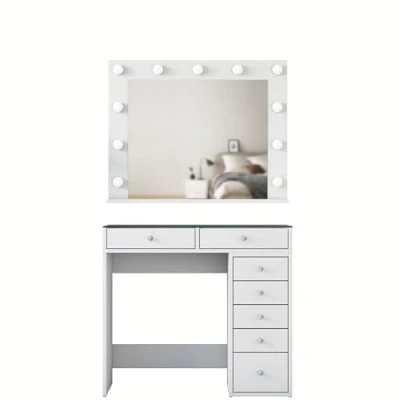 Afbeelding van Make uptafel met spiegel Maxima 45x90x80 cm MDF/wit