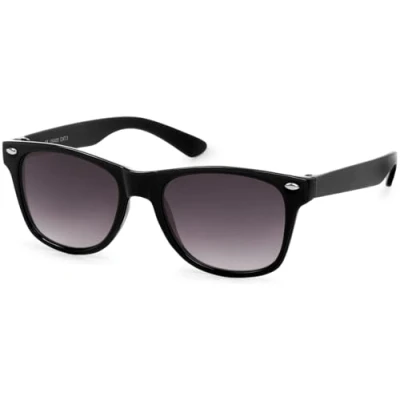 Afbeelding van styleBREAKER Kids Nerd zonnebril met kunststof frame en polycarbonaat glazen, klassiek retro design, 09020056, Zwart montuur/grijs kleurverloop glas, / grijs glas