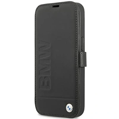 Afbeelding van iPhone 13 Pro Bookcase hoesje BMW Effen Zwart Leer