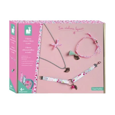 Image de Kit créatif Janod 3 bijoux rubans a fleurs à créer