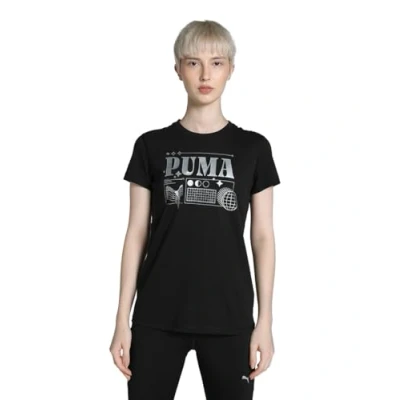 Afbeelding van Puma Womens Graphic Concept TEE Tshirt print, Dames, Maat: Small, Black