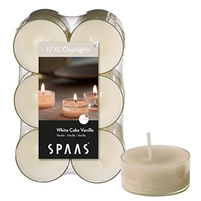 Afbeelding van Spaas Theelichten Clearlights White Cake Vanilla Branders Ø56x21 mm Ivoor 12 stuks Ca. 8 H