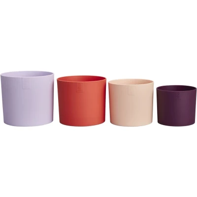 Afbeelding van Elho Lex Pott set van 4 Bloempotten voor Binnen 100% Gerecycled Plastic Ø 11. 13. 14 en 15 cm Zacht Lila