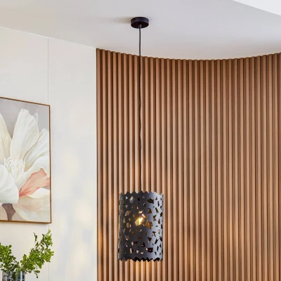 Afbeelding van Lucande hanglamp 1licht IJzer H: 37.5 cm E27 zwart