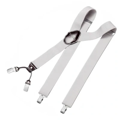 Afbeelding van DonDon Bretels voor heren, breedte 3,8 cm, met 3 duurzame clips, model Y, elastisch en verstelbaar, Lichtgrijs