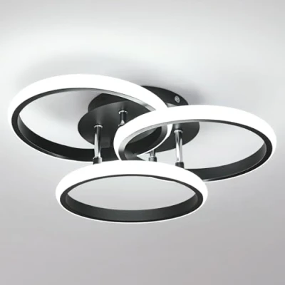 Afbeelding van Comely Led plafondlamp, rond, 40 cm, W, 4500 lm, zwart, modern, koudwit, 6500 K, woonkamerlamp, plafond van aluminium, voor slaapkamer, keuken, eetkamer