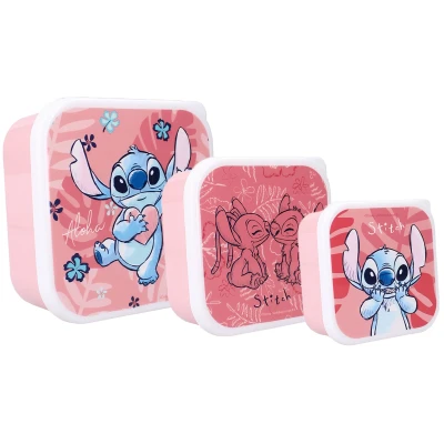 Afbeelding van Meisjes Stitch Snackbox (3in1) Bon Appetit! Roze/Paars