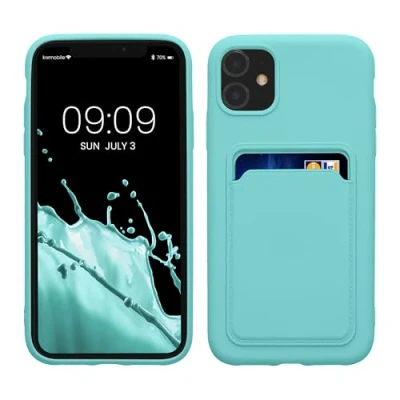 Afbeelding van kwmobile telefoonhoesje geschikt voor Apple iPhone 11 Hoesje met pasjeshouder TPU case in mintgroen