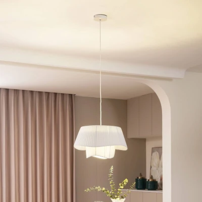 Afbeelding van Lindby Hanglamp 1licht IJzer, textiel E27 wit
