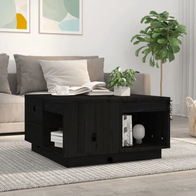Afbeelding van Salontafel 60x61x32,5 cm massief grenenhout zwart