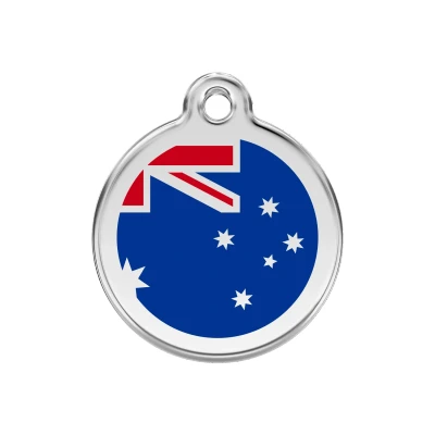 Afbeelding van Australian Flag Navy roestvrijstalen hondenpenning medium/gemiddeld dia. 3 cm RedDingo