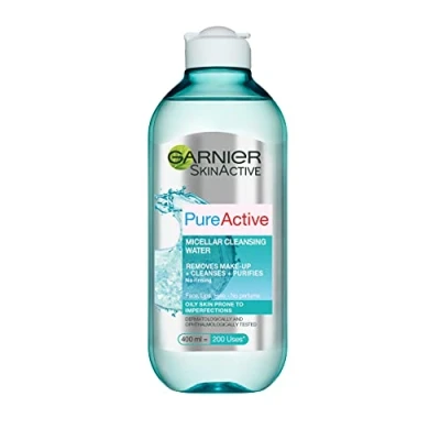 Afbeelding van Garnier Pure Active Micellar Water Gentle reiniger voor gezicht, lippen en ogen reinigingen mattifies combinatie oily skin best gebruikt met herbruikbare Eco Pads