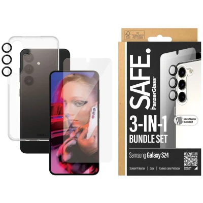 Afbeelding van PanzerGlass Hoesje met screenprotector Geschikt voor Samsung Galaxy S24 Safe 3 in 1 pack + camera protector transparant