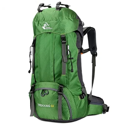 Afbeelding van 60L waterdichte lichtgewicht wandelrugzak met regenhoes, outdoor sportdagrugzak reistas voor klimmen, kamperen