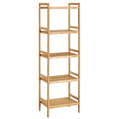 Afbeelding van SONGMICS BCB075N01 Keukenrek van bamboe met 5 planken, 45 x 31,5 142 cm, voor badkamer, keuken, woonkamer, slaapkamer, balkon, natuurlijke kleur