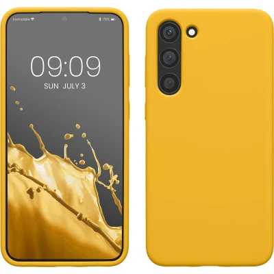 Afbeelding van kwmobile telefoonhoesje geschikt voor Samsung Galaxy S23 Plus Hoesje met siliconen coating Smartphone case in stralend geel