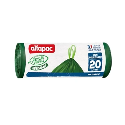 Afbeelding van ALFAPAC, 20 zakken met schuifbanden, zeer robuust, compact, 45 x cm, gemaakt in Frankrijk, stuks