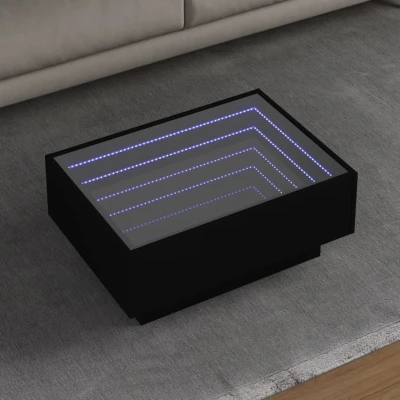 Afbeelding van Salontafel met LED 70x50x30 cm bewerkt hout zwart