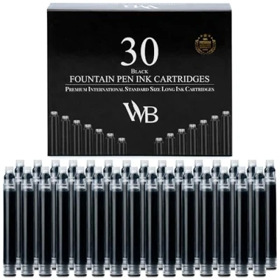 Afbeelding van Wordsworth &amp; Black Vulpenvullingen 30 zwarte inktpatronen internationaal standaardformaat lengte ca. 5,2 cm basisdiameter 0,6 wegwerpbaar en