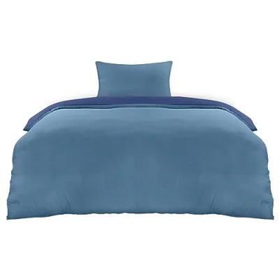 Afbeelding van Utopia Bedding Dekbedovertrekset, dekbedovertrek van zachte microvezel 135 x 200 cm met een kussensloop 50 75 cm, beddengoedset Donker en lichtblauw