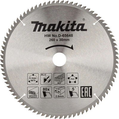 Afbeelding van Makita Zaagblad Multi 260X30 80T 5G D 65648