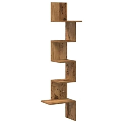Afbeelding van vidaXL Hoekwandschap 32x32x127,5 cm bewerkt hout oud houtkleurig