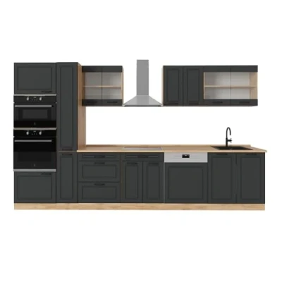 Afbeelding van Vicco Complete keukeneenheid R Line, Antraciet landhuis/gouden eik, 350 cm zonder werkblad