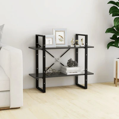 Afbeelding van Boekenkast met 2 schappen 80x30x70 cm spaanplaat grijs