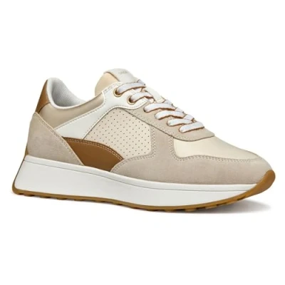 Afbeelding van Geox Amabel Sneakers laag, Dames, Maat: 40, Papyrus/light taupe Leer en imitatieleer