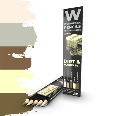 Afbeelding van Weathering Pencils Set Dirt &amp; Marks 5 kleuren AK10044