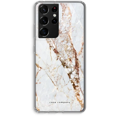 Afbeelding van Case Company® hoesje geschikt voor Samsung Galaxy S21 Ultra Goud marmer Soft Cover Telefoonhoesje Bescherming aan alle Kanten en Schermrand