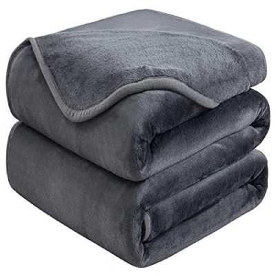 Afbeelding van Plaid Dikke Fleece Deken 130x150 cm Donkergrijs Zacht en Warm Dubbele Beddeken Flanellen Sofa Throw Dubbelzijdig Omkeerbaar