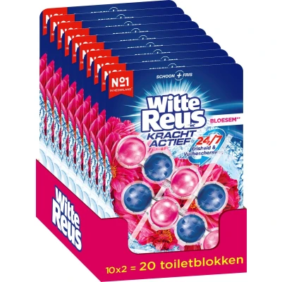 Afbeelding van 10x Witte Reus Toiletblok Kracht Actief Bloesem 2 stuks