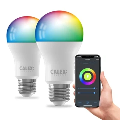 Image de Lot de 2 Ampoules Standard connecteés E27 Calex Smart RGB CCT 9,4 W Blanc