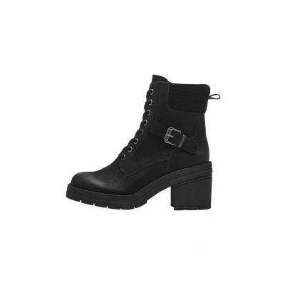 Afbeelding van Marco Tozzi Enkellaarsjes met hoge hak, Dames, Maat: 41, Black Imitatieleer/ textiel