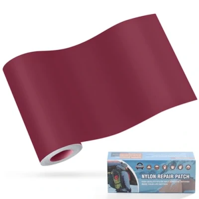 Afbeelding van Zelfklevende nylon patches, OAZ 10 x 160 cm, waterdicht, zelfklevend, patch, wijnrood, voor tenten, donsjack, slaapzak, handtas
