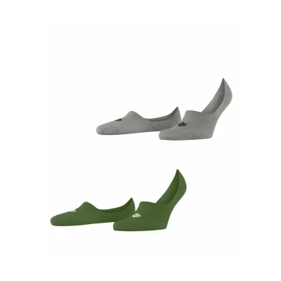 Afbeelding van Burlington Everyday 2 Pack onzichtbar eenkleurig katoen multipack footies heren groen maat 41 42