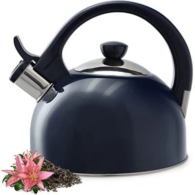 Afbeelding van KADAX Roestvrij stalen waterkoker 1,7 liter verschillende kleuren theepot voor alle warmtebronnen, waterkoker, retro marine