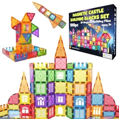 Afbeelding van Desire Deluxe 100 stuks magnetische bouwstenen in de vorm van een 3D magnetisch kasteel, vanaf 3 jaar