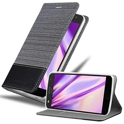 Afbeelding van Cadorabo Hoesje geschikt voor Motorola MOTO Z2 PLAY / FORCE in GRIJS ZWART Beschermhoes met magnetische sluiting, standfunctie en kaartvakje Book Case Cover Etui