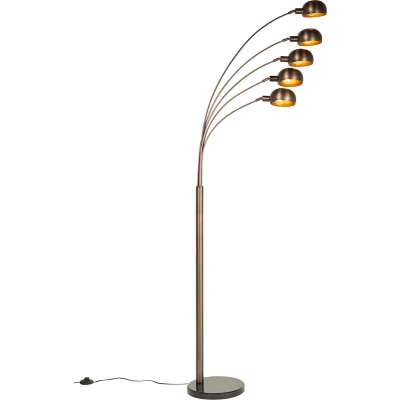 Afbeelding van QAZQA Design vloerlamp donkerbrons met goud 5 lichts Sixties Marmo