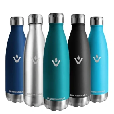 Afbeelding van Vikaster Drinkfles, roestvrij staal, 500 ml, BPA vrij, lekvrij, voor school, sport, fietsen, kamperen, fitness, outdoor