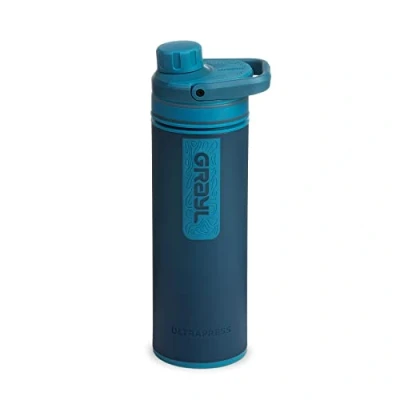 Afbeelding van GRAYL 500 FOR UltraPress drinkwaterfilterfles, 473 ml, waterfilter voor wandelen, kamperen, survival en reizen, bosblauw, één maat