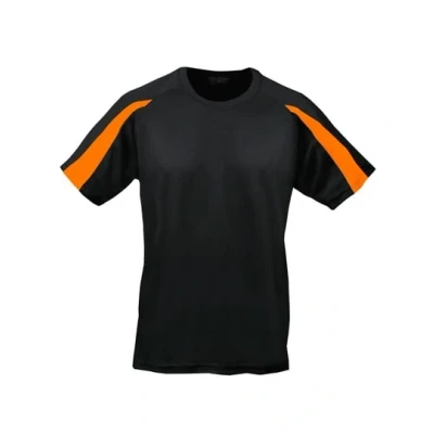 Afbeelding van Vegan T shirt &#039;Contrast&#039; met korte mouwen Black/Electric Orange S