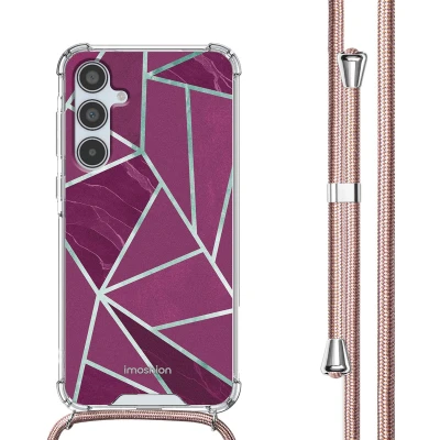 Afbeelding van iMoshion Hoesje Geschikt voor Samsung Galaxy A35 met Koord Design Meerkleurig / Bordeaux Graphic