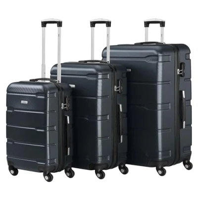 Afbeelding van Zelsius Kofferset van 4 stuks, harde schaal, ABS, met cijferslot, wielen en binnenwand, handbagagekoffers, trolley, grote koffers, bagageset, Antraciet