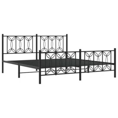 Image de vidaXL Cadre de lit métal sans matelas avec pied noir 180x200cm