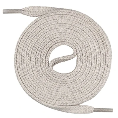 Afbeelding van Mount Swiss© Premium veters, 1 paar platte 100% katoen, scheurvast, 7 mm breed, 45 200 cm lang, Lichtbeige