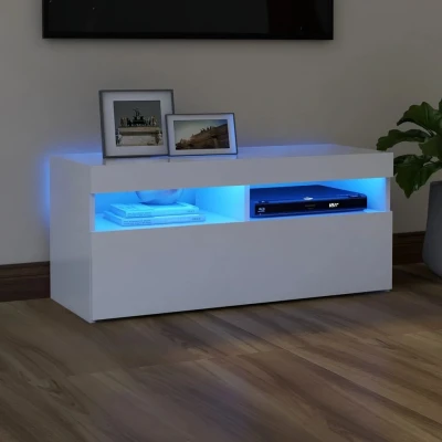 Afbeelding van Tv meubel met LED verlichting 90x35x40 cm wit