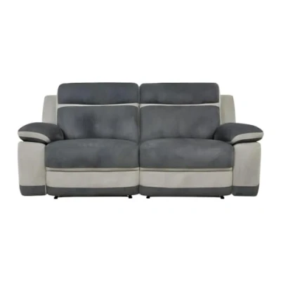 Afbeelding van Driezits relaxbank van microvezel TALCA Antraciet en licht grijs L 199 cm x H 98 D 96